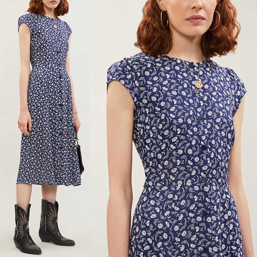 REFORMATION Fauna Bebe Front Button Midi Dress